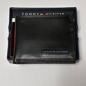 Tommy Hilfiger Mens Bifold Black Leather Wallet and Valet